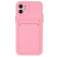 Цвет изображения Чехол для iPhone 12 с отделением для карт Card Case розовый/зеленые кнопки