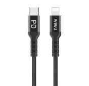 Изображение Черный усиленный кабель Type-C/Lightning WiWU MFI WP101 1m
