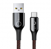 Изображение Черный усиленный кабель USB/USB Type-C Baseus C-shaped Light QC 3A 1m
