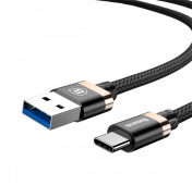 Изображение Черный нейлоновый USB кабель/Type-C Baseus Golden Belt Gold 1m