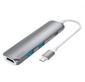Изображение Графитовый переходник для Macbook Deppa USB Type C to 2 USB 3.0/HDMI/Power Delivery