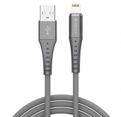 Изображение Серый усиленный USB-кабель Lightning Devia 2.1A Pheez Braid Series 1m