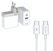 Изображение Белое сетевое зарядное устройство Devia PD Pack Quick Charge + кабель Type-C
