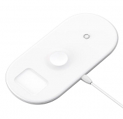 Изображение Белая беспроводная зарядка для iPhone, Apple Watch, Airpods Baseus Smart