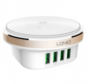 Изображение Лампа с зарядным устройством 4 USB 4.4A LDNIO A4406 Gold