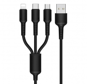 Изображение Кабель 3в1 Lightning/Type-c/Micro USB Borofone BX16 Easy Black 1m