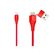 Изображение Красный текстильный USB/Type-C кабель Lightning Hoco U26 1m