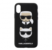 Изображение Черный кожаный чехол-накладка для iPhone XS Max Lagerfeld Karl and Choupette
