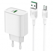 Изображение Белый блок питания Hoco C69A Quick Charge 3.0 с кабелем micro usb