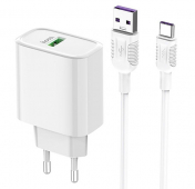 Изображение Белый блок питания Hoco C69A Quick Charge 3.0 с кабелем Type-c