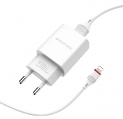 Изображение Сетевое зарядное устройство с кабелем Lightning Borofone BA20A Sharp White