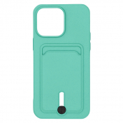 Изображение Чехол для iPhone 14 Pro Max с отделением для карт Button Card Case бирюзовый