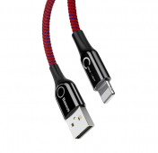 Изображение Красный усиленный кабель Lightning Baseus C-shaped Light QC 3A 1m