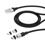 Изображение Магнитный USB-кабель 3в1 Deppa Lightning/USB Type-C/Micro USB 1m