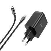 Изображение Сетевое зарядное устройство Hoco N18 USB/2xUSB Type-C 65W 3A черное