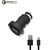 Изображение Черное автомобильное зарядное устройство + micro USB кабель Deppa Ultra One