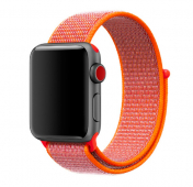 Изображение Красно-оранжевый нейлоновый ремешок на липучке для Apple Watch 38/40 mm