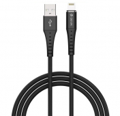 Изображение Черный усиленный USB-кабель Lightning Devia 2.1A Pheez Braid Series 1m