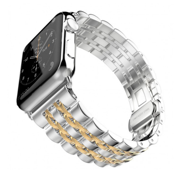 Apple Watch 42 44 45 49 mm 7 Bead Metal Band Silver Gold ApplePack