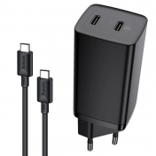 Изображение Cетевое зарядное устройство Baseus Fast GaN 2 Type-C 45 Вт Black с кабелем Type-c
