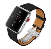 Изображение Черный кожаный ремешок для Apple Watch 42/44 mm COTEetCI Classic Band
