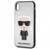 Изображение Серый кожаный чехол-накладка для iPhone XR Lagerfeld Iconic Karl