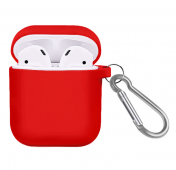 Изображение Красный силиконовый чехол для Apple AirPods с карабином Soft-touch Case